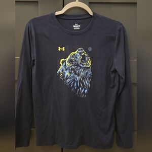 Under Armour Kids Dark Blue Bear Graphic Long Sleeve Shirt
